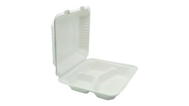 Menübox to go, Bagasse, rechteckig, 3-geteilt, A-Nr.: 12692 - 01