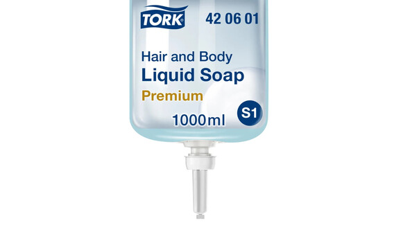 Duschcreme Tork Hair &amp; Body, S1, 1.000 ml, blau, 6 Stk./Karton, A-Nr.: 15996 - 01