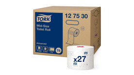 Toilettenpapier Tork Midi, T6, 2-lagig, weiß, Advanced, 27 Rollen/Karton, A-Nr.: 15995 - 01