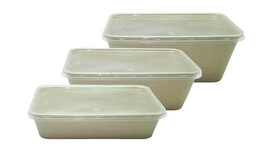 Menüschale to go, Bagasse, rechteckig, mit PP-Deckel (Kombipack), A-Nr.: 12709 - 01